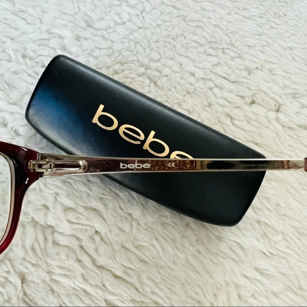 Bebe 604 Ruby Full rim Plastic/Silver metal w/ Glitters accent Eyeglasses Frame